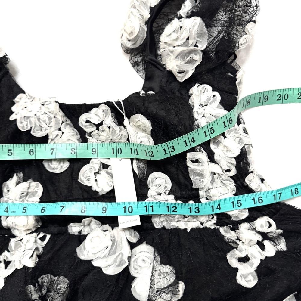 Rebecca Taylor sz 4 Ribbon Lace Dress Floral Black White - Picture 13 of 14